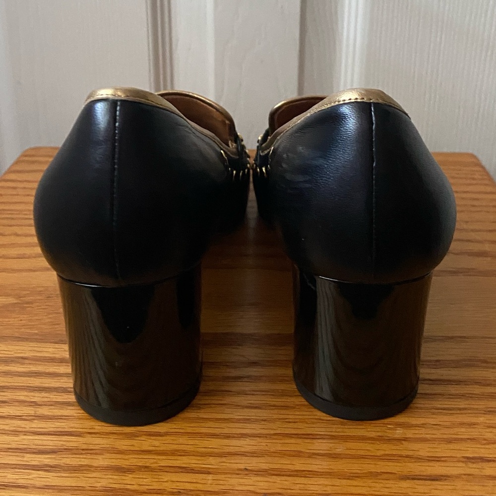 TORY BURCH Perfect Black/Dulce de Leche Leather Studded Loafers Pumps SZ 6.5 - Picture 7 of 15